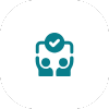 two students raising hands with check icon